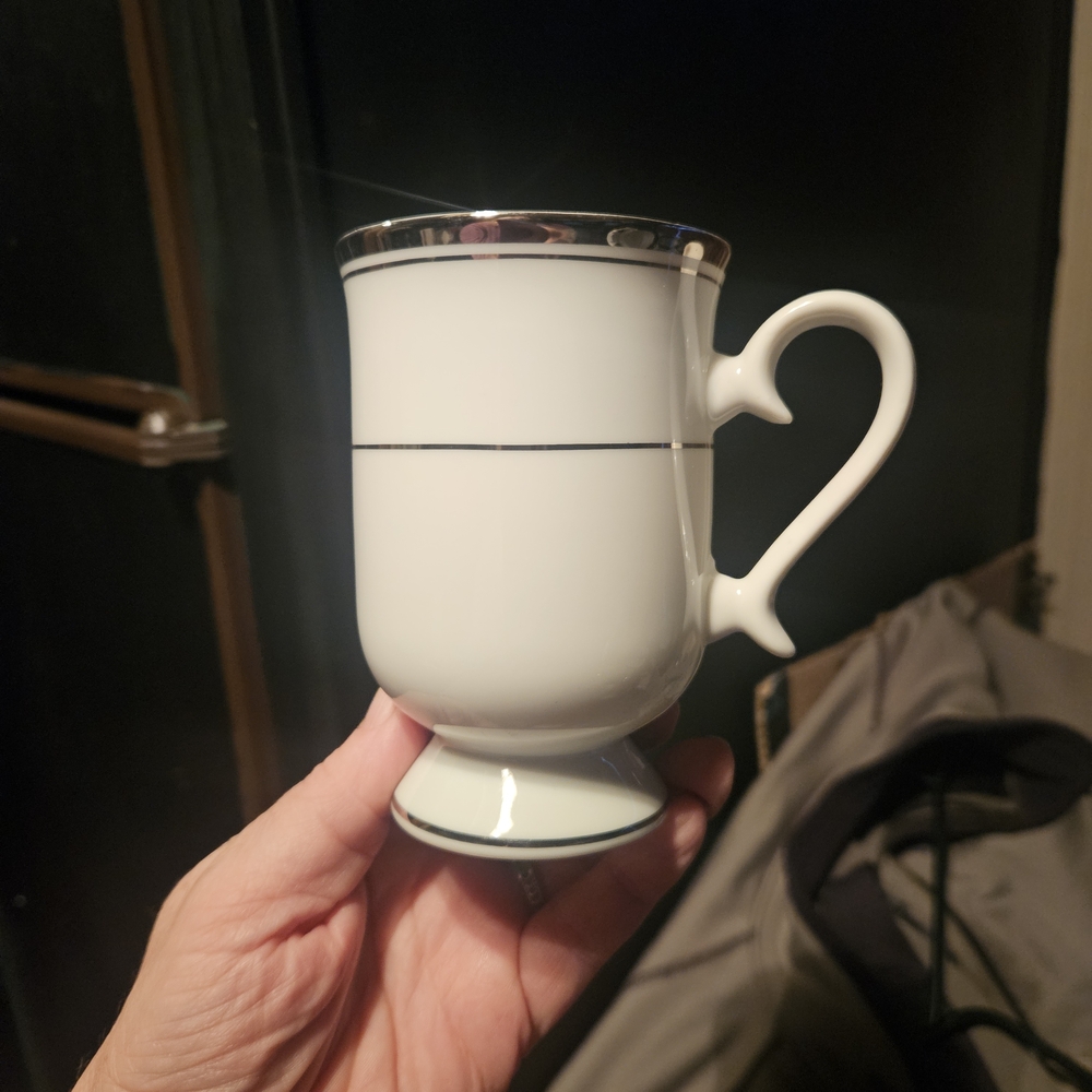 Newton White Mug with Silver Accent